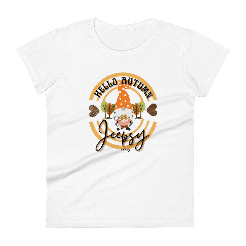 Jeepsy Hello Autumn fitted White Graphic T-shirt