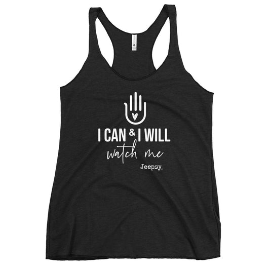 Jeepsy I Can and I will - Racerback Black Tank Top