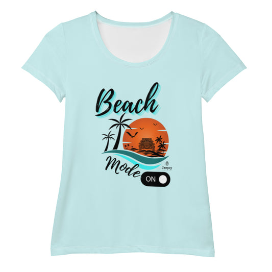 Jeepsy Beach Mode On Graphic Cian Blue T-shirt